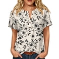 thumbnail image 1 of Womens Summer Short Sleeve Tops Basic Henley Neck Button Down Blouses Flowy Tunic Shirts Trendy Outfits with Pocket, 1 of 6