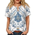 thumbnail image 1 of Womens Summer Short Sleeve Tops Basic Henley Neck Button Down Blouses Flowy Tunic Shirts Trendy Outfits with Pocket, 1 of 6