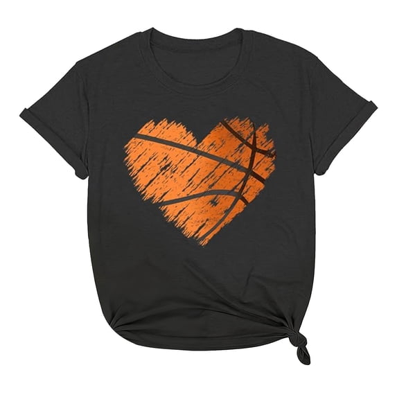 Womens Summer Short Sleeve Tops Basketball Print Casual T Shirts Crew Neck 2026 Basic Tees