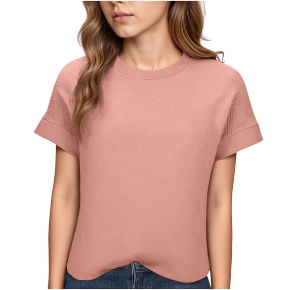Womens Summer Short Sleeve Tops Crew Neck Lightweight Pullover Sweaters Loose Casual Basic T-Shirt