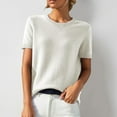 thumbnail image 1 of Womens Summer Short Sleeve Tops Crew Neck Pullover Sweaters Loose Blouse (White XL), 1 of 3