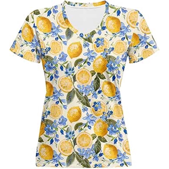 Womens Summer Short Sleeve Tops Floral Print Crew Neck Fashion Y2K T Shirts Loose Fit Basic Casual Tees
