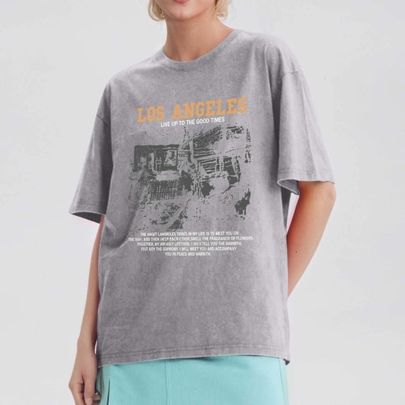 Womens Summer Short Sleeve Tops Spring Trendy Vacation Tees Crew Neck Graphic Print Y2K Fashion T Shirts