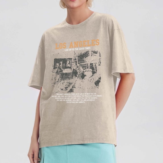 Womens Summer Short Sleeve Tops Spring Trendy Vacation Tees Crew Neck Graphic Print Y2K Fashion T Shirts