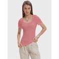 thumbnail image 1 of Womens Summer Short Sleeve Tops Square Neck Ribbed Slim Fitted Shirts Casual Tee Tshirt, 1 of 4