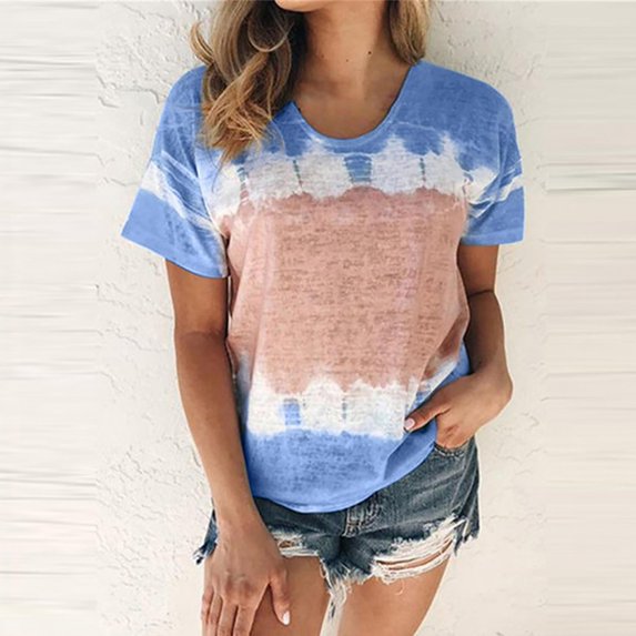 Womens Summer Short Sleeve Tshirt Tops V Neck Plus Size Tunic Tees Trendy Sexy Loose Fit Blouse Casual Soft T-Shirts