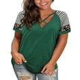 thumbnail image 1 of Womens Summer Short Sleeve V Neck T Shirts Plus Size Criss Cross T-Shirt, 1 of 2