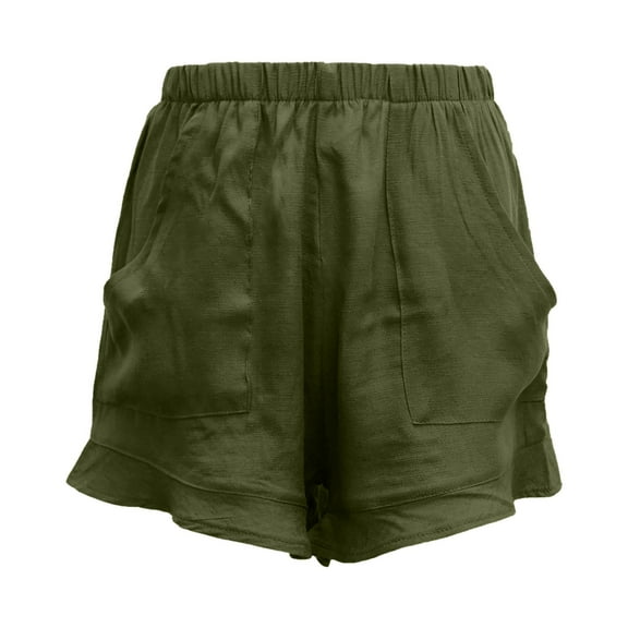 Womens Summer Shorts, Audhol Cotton Casual Shorts Women's New European Version of Solid Color High Waist Fold Loose Straight Leg Pants Summer Shorts for Women A 3XL