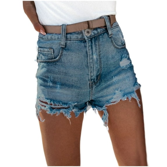 Womens Summer Shorts Casual High Waist Ripped Denim Shorts Ladies Fashion Beach Shorts
