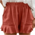 thumbnail image 1 of Womens Summer Shorts Casual Solid Color Elastic Waist Ruffles Short Pants Ladies Plus Size Loose Beach Shorts, 1 of 8