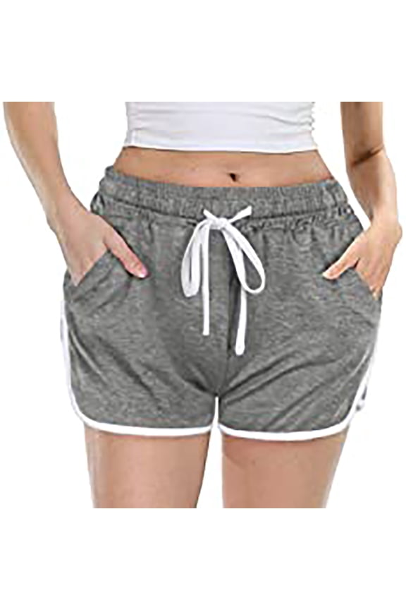 Womens Summer Shorts Casual Straps Stitching Elastic Waist Drawstring Shorts Ladies Summer Running Athletic Shorts
