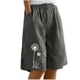 thumbnail image 1 of Womens Summer Shorts Outfits New Beach Shorts for Women Floral Printed Elastic Waisted Loose Shorts Casual Summer Boho Half Pants with Pockets Gray XL, 1 of 7