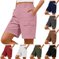 thumbnail image 1 of Womens Summer Shorts Relaxed Fit 2026 Casual High Waisted Cargo Shorts with Pockets Outdoor Vacation Shorts by Yigetop Black L, 1 of 5