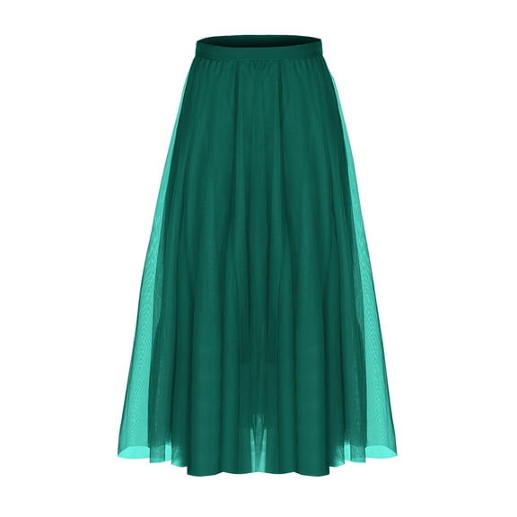 Womens Summer Skirts Women's Tulles Skirts Elastic High Waist Pleated Mesh Flowy A-Line Party Midi Tutus Skirts Green S