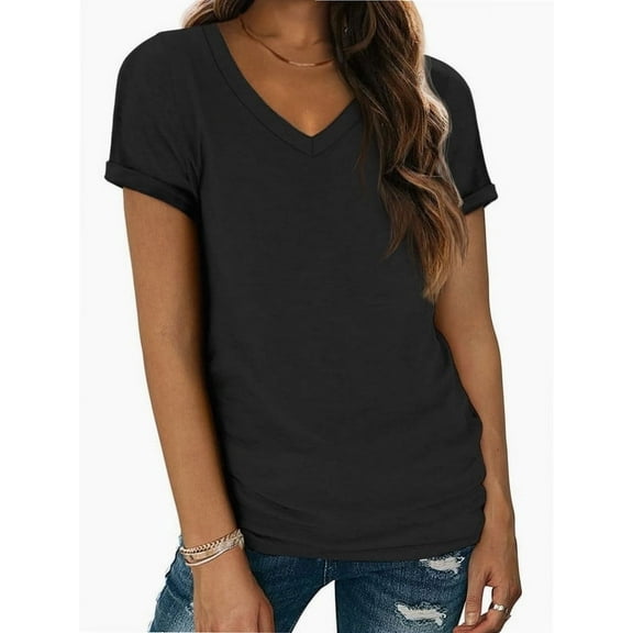 Womens Summer Sleeve V Neck Casual Tops Tshirts