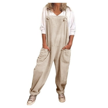 UPPADA Womens Summer Sleeveless Jumpsuit Solid Color Playsuit With Pockets Dressy Casual Loose Overalls Cotton Linen Romper