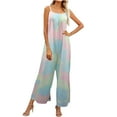 thumbnail image 1 of Womens Summer Sleeveless Jumpsuits Ruched Camis Rompers Casual Loose Trendy Printing Wide Leg Cropped Pants Playsuits, 1 of 7