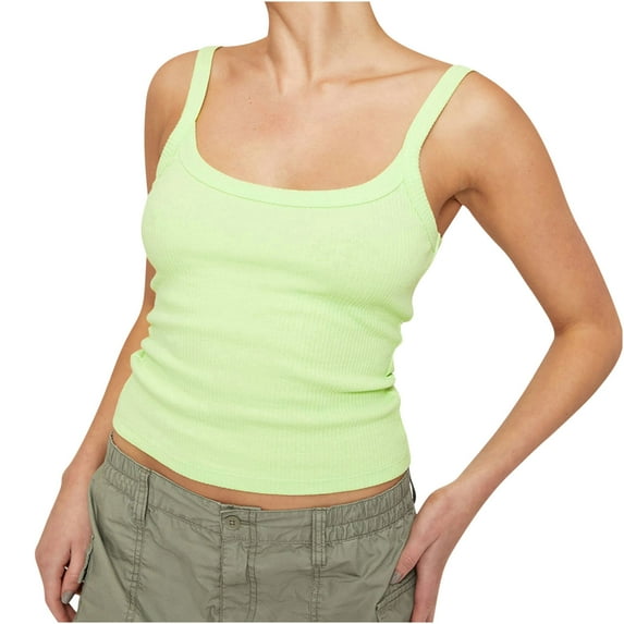 Womens Summer Sleeveless Ribbed Tank Tops Square Neck Casual Slim Fit Cotton Knit Basic Camisole Tunic Shirts Blouses