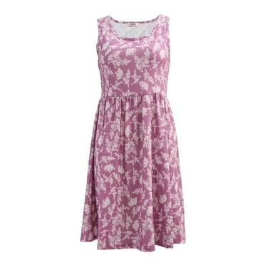 Womens Summer Sleeveless Tank Dresses Casual Round Neck Floral Print Short Dress