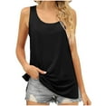 thumbnail image 1 of Womens Summer Solid Color Tank Tops Round Neck Ribbed Casual Sleeveless Shirts Side Split Ladies Basic Blouses Vest, 1 of 6