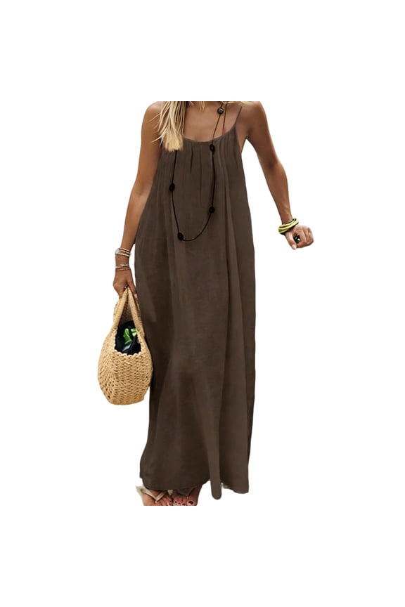 Womens Summer Spaghetti Strap Maxi Dresses Backless Boho Beach Lounge Long Sundresses