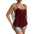 thumbnail image 1 of Womens Summer Spaghetti Strap Sexy Lace Trim Peplum Tank Top Backless Going Out Crop Tops for Women, 1 of 6