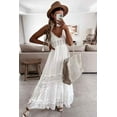 thumbnail image 1 of Womens Summer Spaghetti Strap Sleeveless Pleated Resort Maxi Dress (S, Off-White), 1 of 8