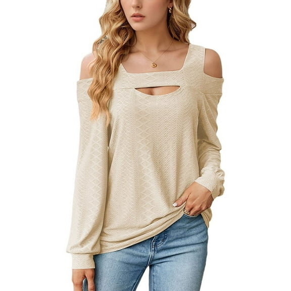 Womens Summer Square Neck Cold Shoulder Tops
