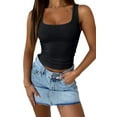 thumbnail image 1 of Womens Summer Square Neck Going Out Tops Ribbed Basic Tank Crop Workout Tops, 1 of 9
