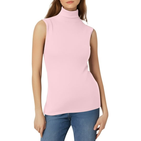 Womens Summer Strap Tank Tops Solid Color Turtleneck Sleeveless Shirt Fitted Basic Casual Fshion Blouses
