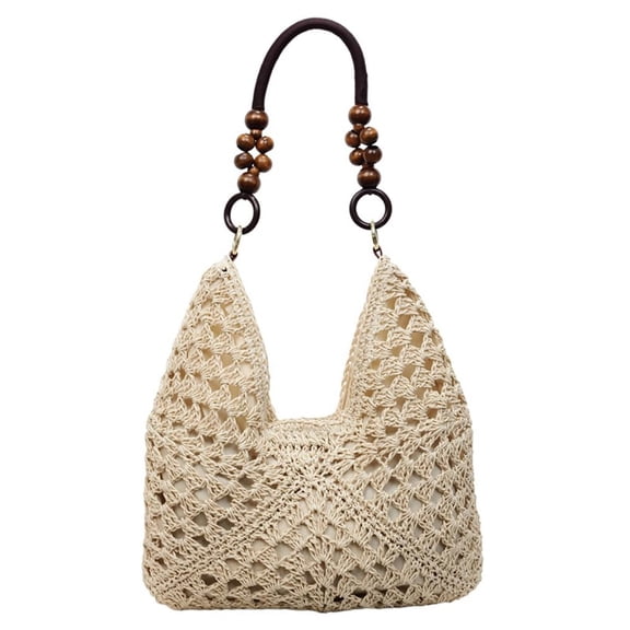 Womens Summer Straw Woven Beach Bag Large Bohemian Handmade Crochet Shoulder Tote Purse Vacation Handbag.