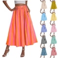 thumbnail image 1 of Womens Summer Striped Maxi Skirts A-Line Elastic Waist Flowy Skirt Beach Vacation Yellow, 1 of 6
