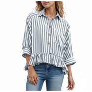 Fantaslook Striped Button Down Shirts for Women Classic Long Sleeve ...