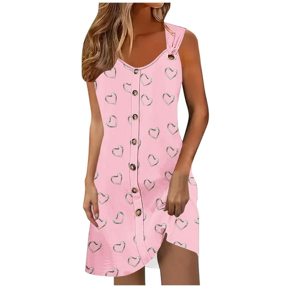 Womens Summer Striped Short Dresses Casual V-Neck Sleeveless Striped Mini Dress Vacation Button Down Beach Sundress