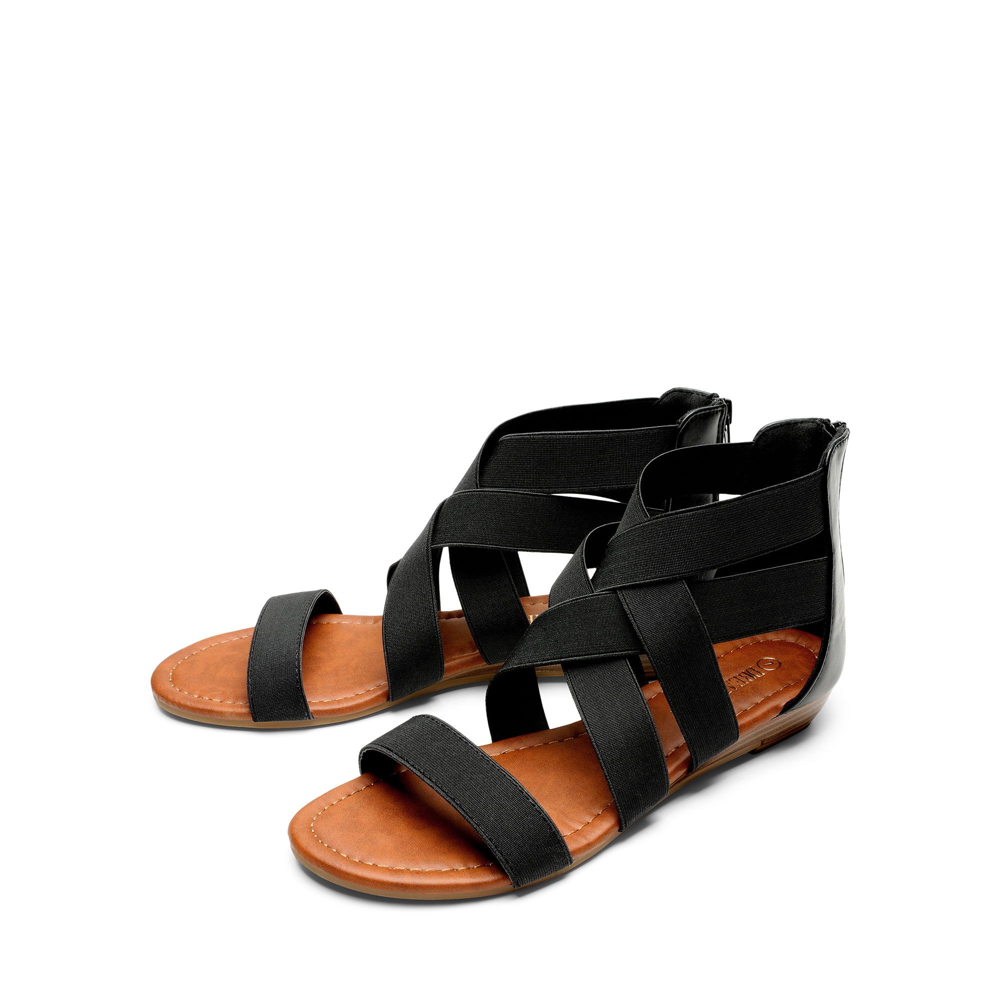 Womens Summer Stylish Low Wedge Sandals with Elastic Gladiator Ankle Straps Walmart Business Supplies