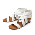 thumbnail image 1 of Womens Summer Stylish Low Wedge Sandals with Elastic Gladiator Ankle Straps, 1 of 5