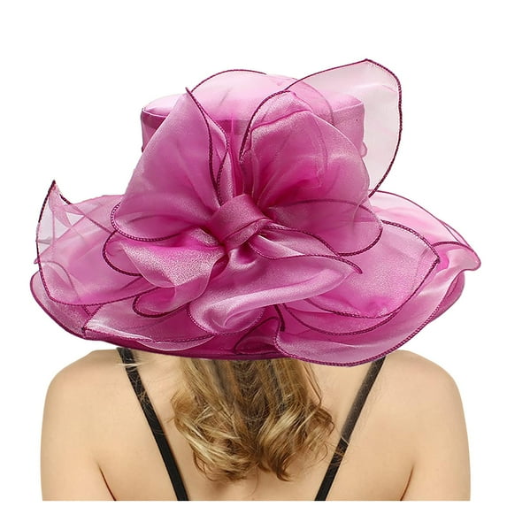 Womens Summer Sun Hat - Wide Brim Flower Bridal Shower Beach Hat, Lace Polyester, UV Protection, One Size (56-58cm), Hand Washable, Breathable