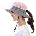 thumbnail image 1 of Womens Summer Sun Hat Wide Brim Outdoor UV Protection Hat Foldable Ponytail Bucket Cap for Beach Fishing Hiking, 1 of 2