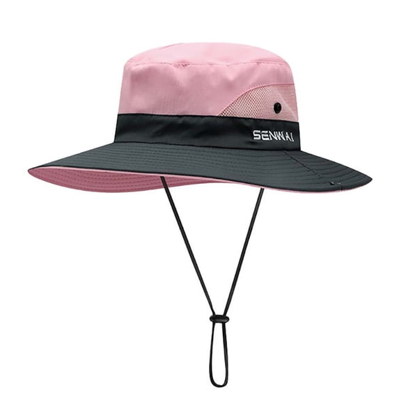 Womens Summer Sun Hat Wide Brim Outdoor UV Protection Hat Foldable Ponytail Bucket Cap for Beach Fishing Hiking