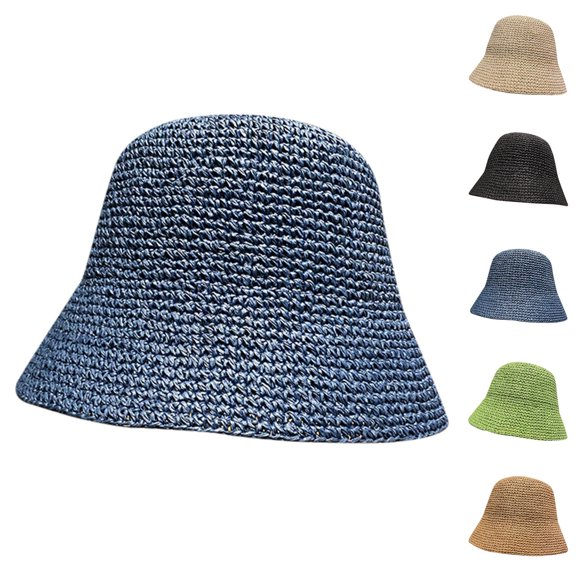 Womens Summer Sun Hats – Straw Bucket Hat UPF 50  UV Protection, Foldable Wide Brim Beach Hat for Travel, Pool, Hiking and Outdoor Gardening