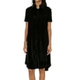 thumbnail image 1 of Womens Summer Sundress Ruffle Fashion Solid Color Loose Short-Sleeved Velvet Shirt Dress Dress A-Line Party Dress with Pockets, 1 of 6