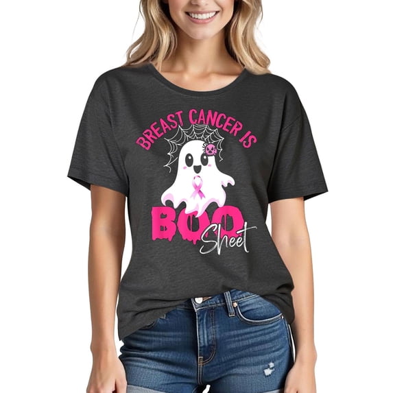 Xuety Womens Summer T-Shirts Breast Cancer Shirts Graphic Pink Ribbon Tshirt Cancer Awareness Tee Tops