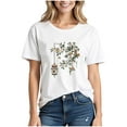 thumbnail image 1 of Womens Summer T-Shirts Heart Print Crew Neck White Blouses Cotton Short Sleeve Tops with Graphic, 1 of 4