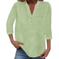 thumbnail image 1 of Womens Summer T Shirts Henley Neck 3/4 Sleeve Basic Tops 2026 Fashion Solid Color Tee, 1 of 4