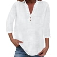 thumbnail image 1 of Womens Summer T Shirts Henley Neck 3/4 Sleeve Basic Tops 2026 Fashion Solid Color Tee, 1 of 4