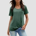 thumbnail image 1 of Womens Summer T Shirts Round Neck Short Sleeve Casual T Shirt for Knot Detail Solid Color Relaxed Fit Top Blouses Fall 2025 S-2XL, 1 of 5