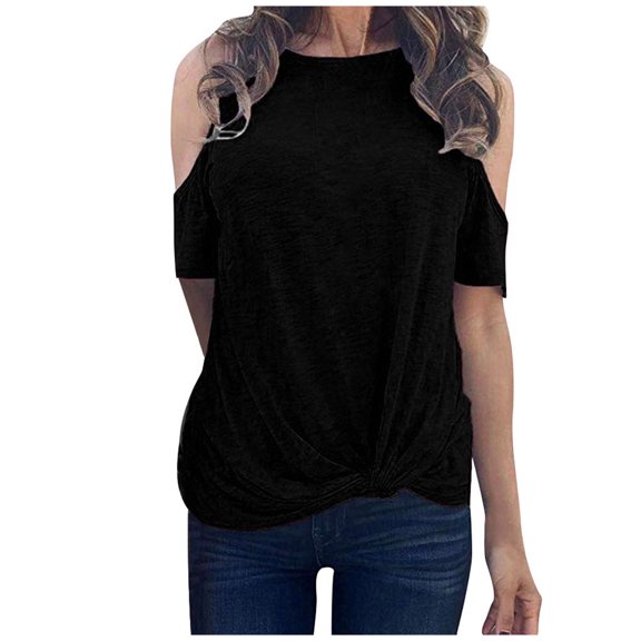 Womens Summer T Shirts Short Sleeve Tunic Strappy Cold Shoulder Tops,Womens Tunic Top Short Sleeve Cold Shoulder Loose Fit Basic Tee Casual Tops T Shirts Blouse