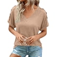 thumbnail image 1 of Womens Summer T-Shirts Short Sleeve V Neck Dolman Tops Loose Fit Shirts Spring Fashion, 1 of 6