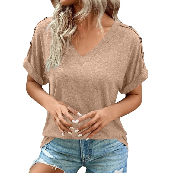 Womens Summer T-Shirts Short Sleeve V Neck Dolman Tops Loose Fit Shirts Spring Fashion