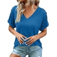 thumbnail image 1 of Womens Summer T-Shirts Short Sleeve V Neck Dolman Tops Loose Fit Shirts Spring Fashion, 1 of 6